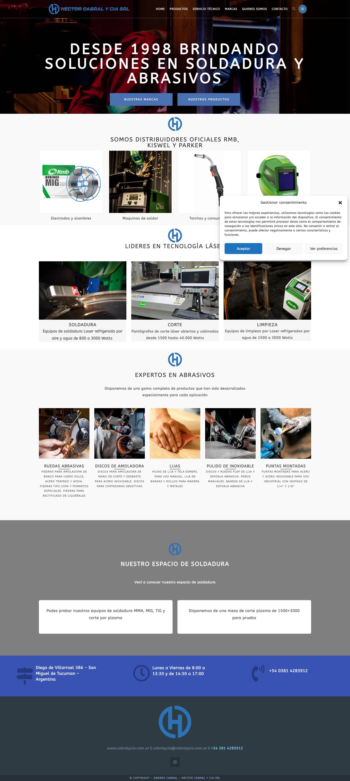 Hector Cabral y Cia SRL – 20 años Brindando soluciones de soldadura y abrasivos - Full Screenshot
