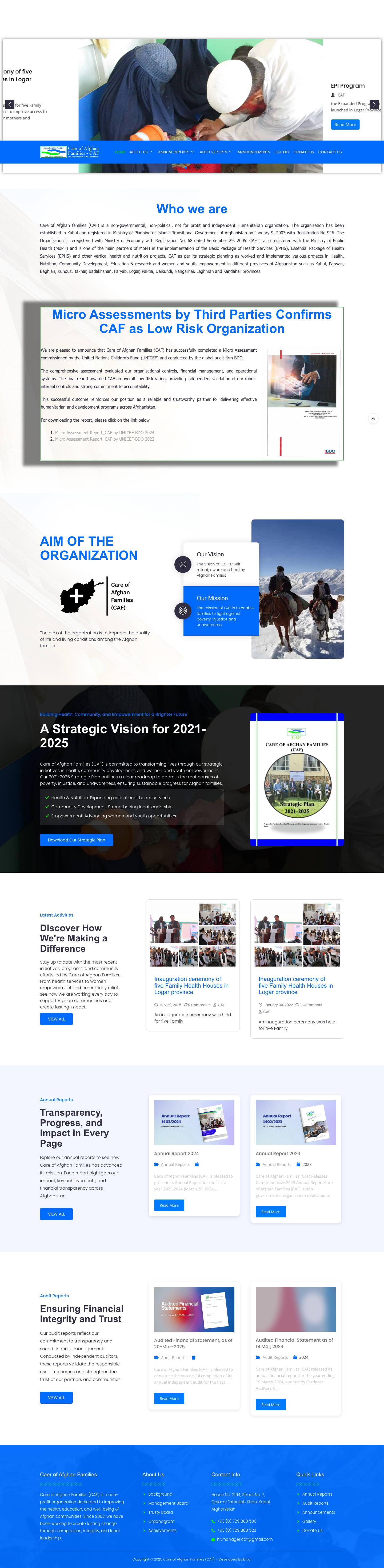 Care of Afghan Families – CAF – Empowering Afghan Families for a Brighter Future - Full Screenshot