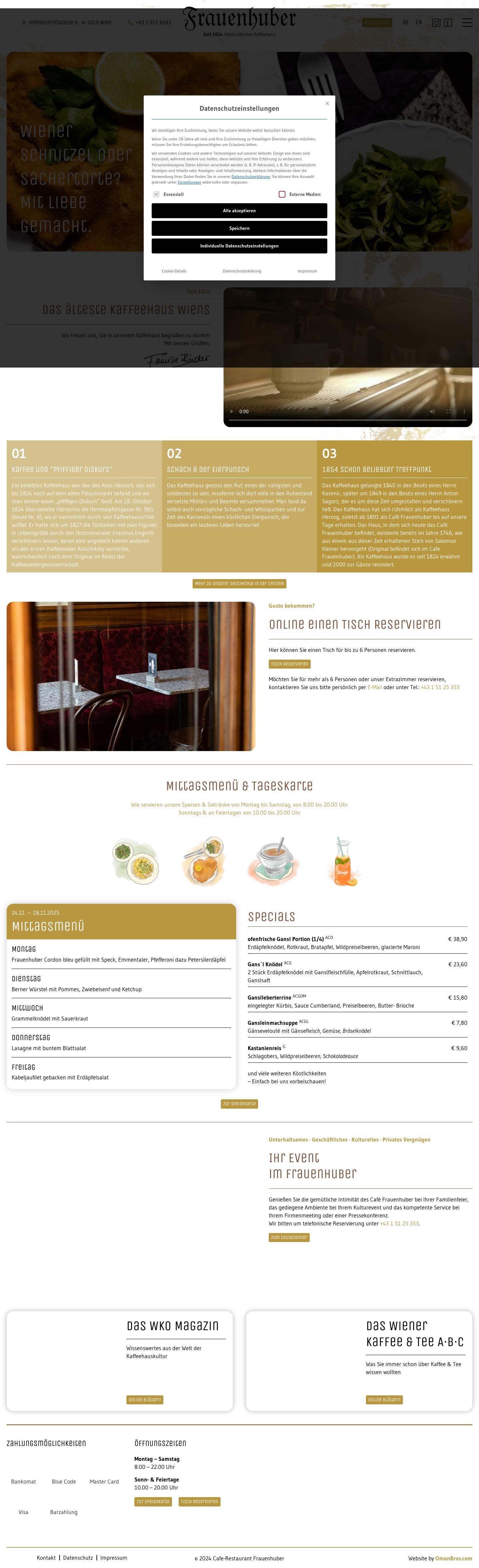 Cafe Frauenhuber - Startseite - Full Screenshot