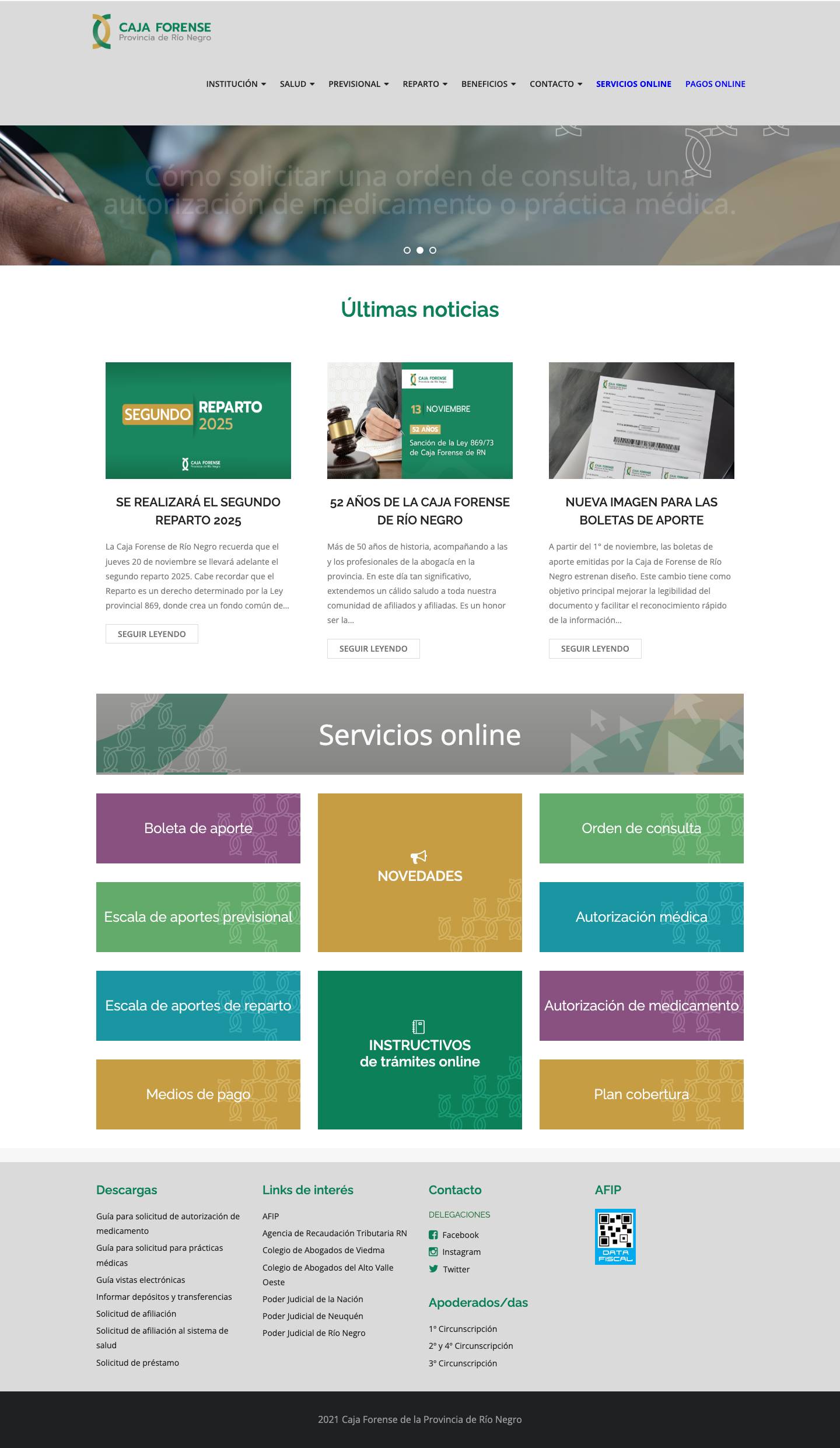 Caja Forense – Provincia de Río Negro - Full Screenshot