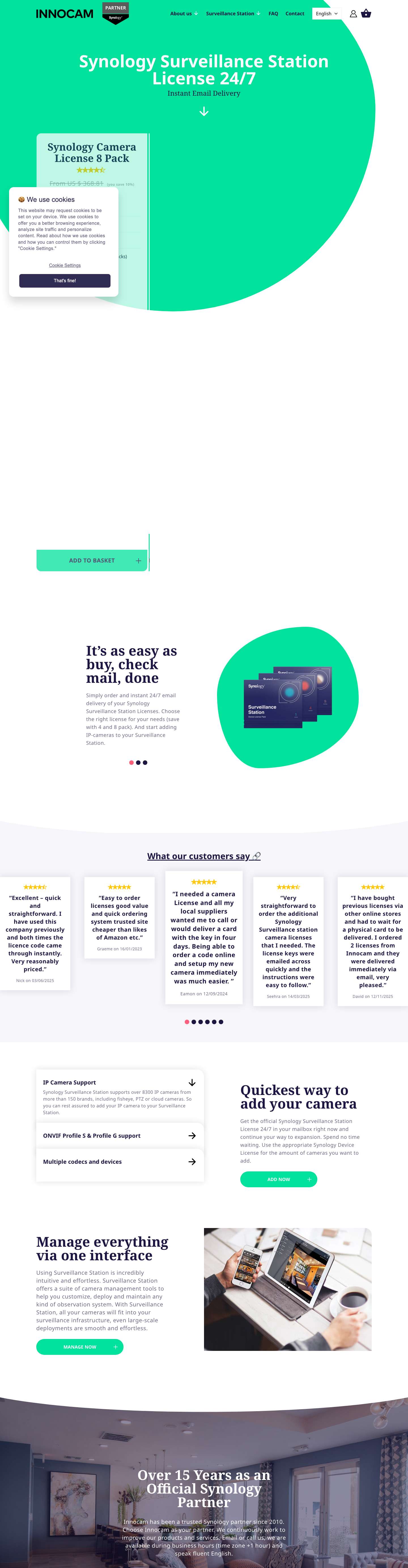 Synology Camera Licences Surveillance Station - Cameralicense.com - Full Screenshot