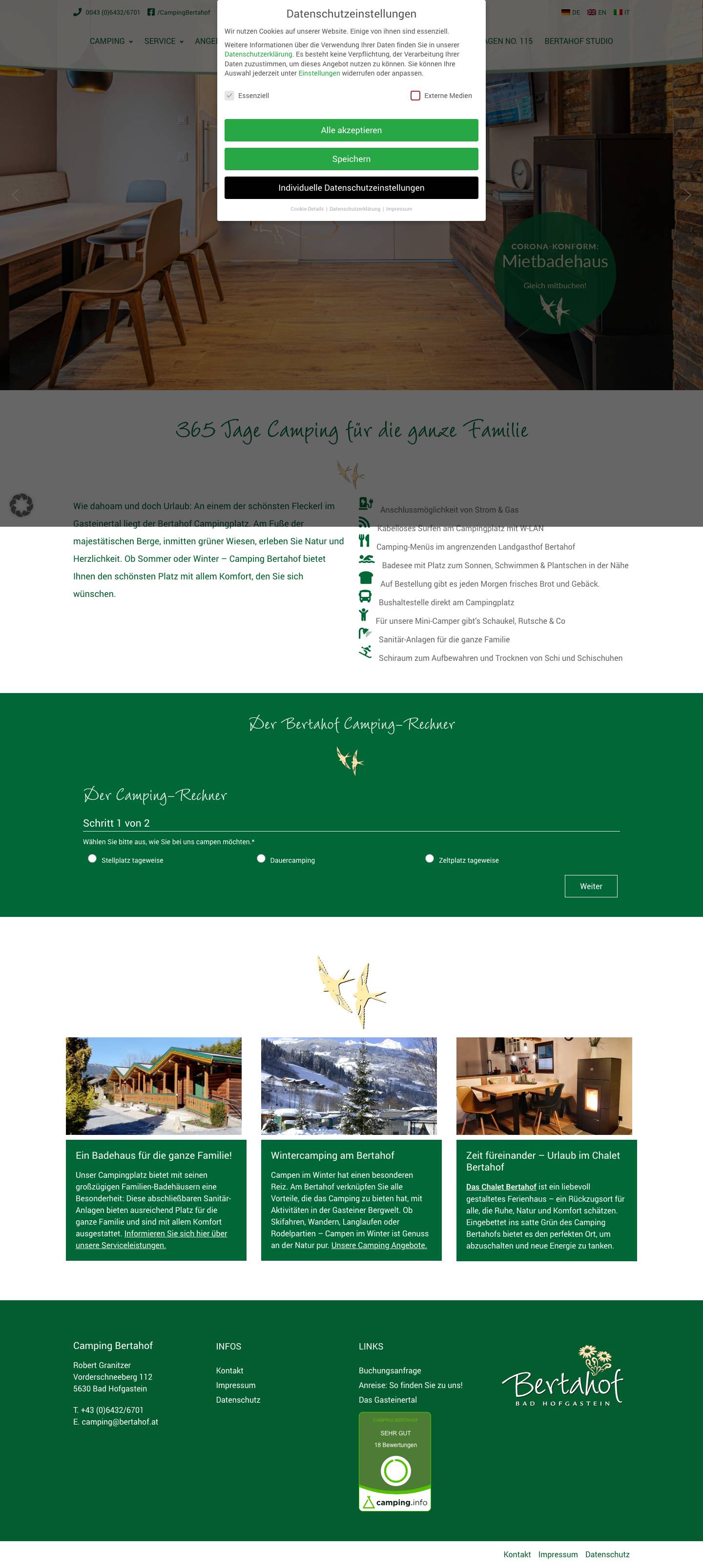 Camping am Bertahof in Bad Hofgastein - Full Screenshot