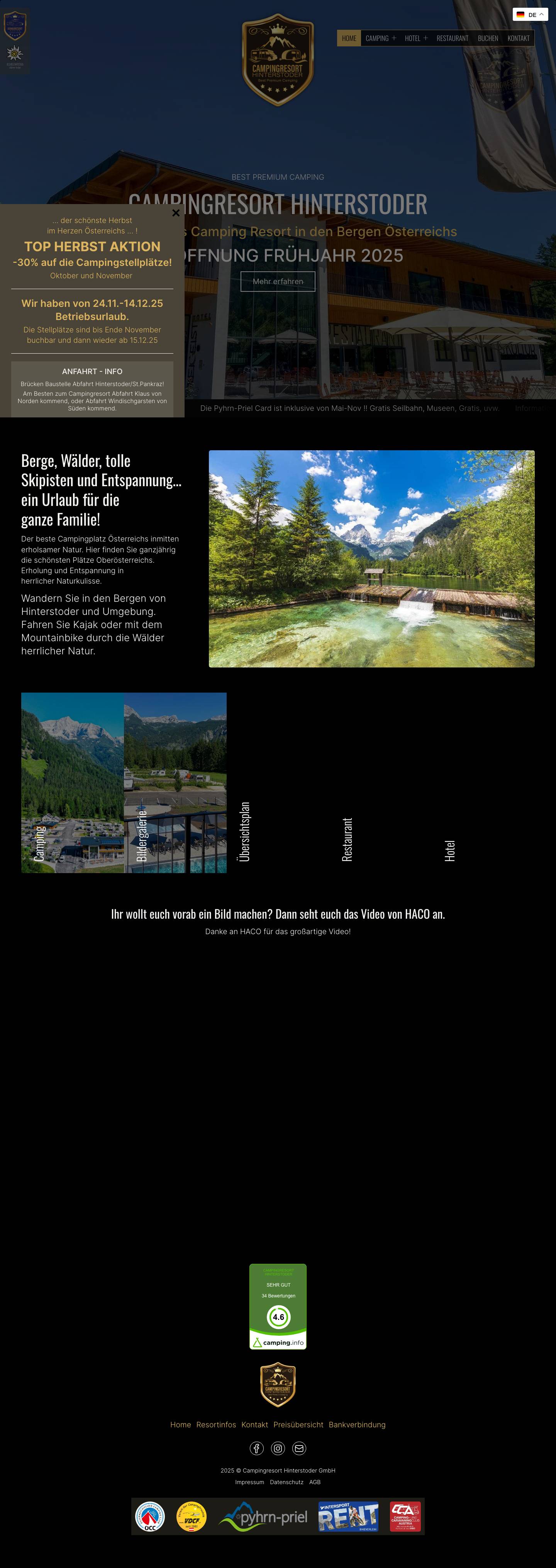 Campingresort Hinterstoder - Full Screenshot