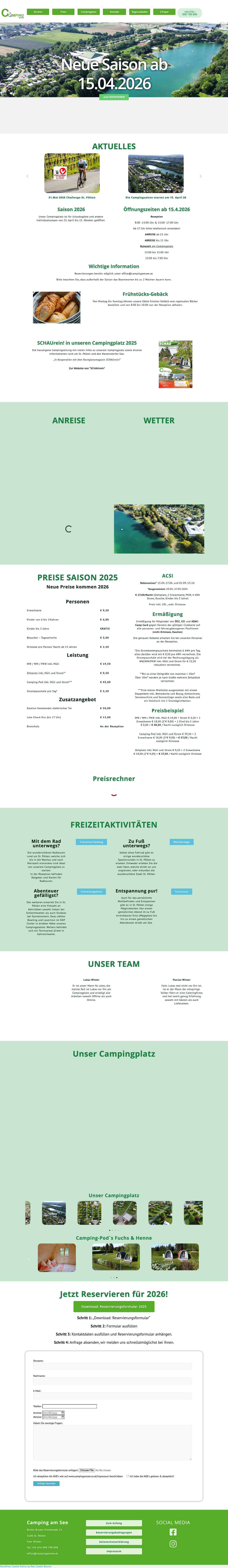 Startseite - Camping am See - Full Screenshot