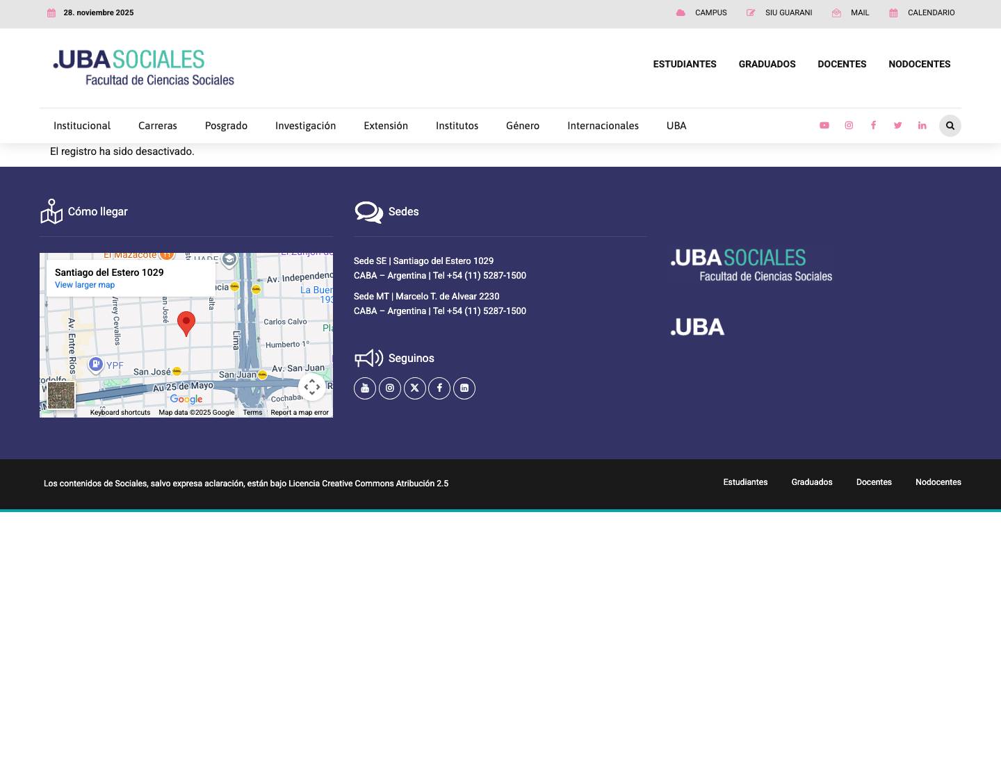 Home - Facultad de Ciencias Sociales - Full Screenshot
