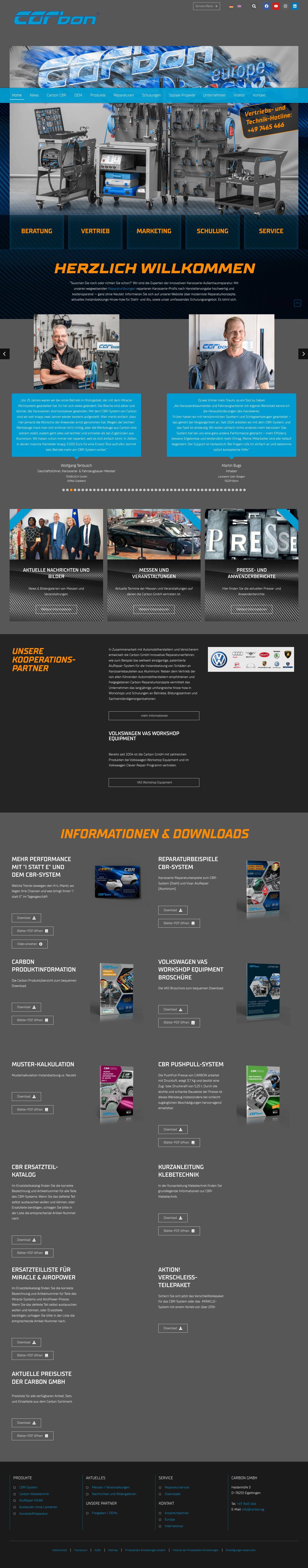 Carbon – Die Experten der innovativen Karosserie-Außenhautreparatur - Full Screenshot