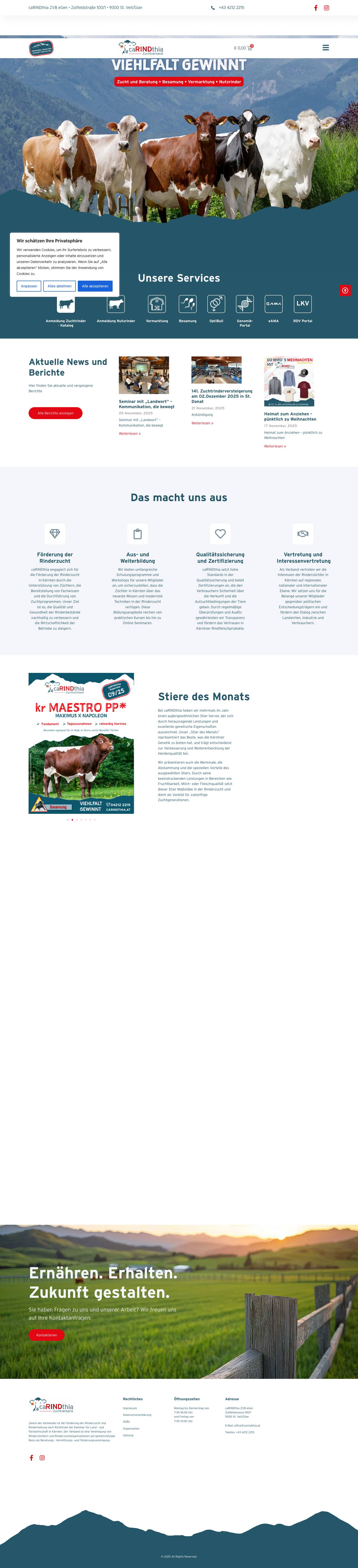 caRINDthia – Zuchtverband – Zucht und Beratung • Besamung • Vermarktung • Nutzrindericon_zuchtviehicon_nutzvieh - Full Screenshot