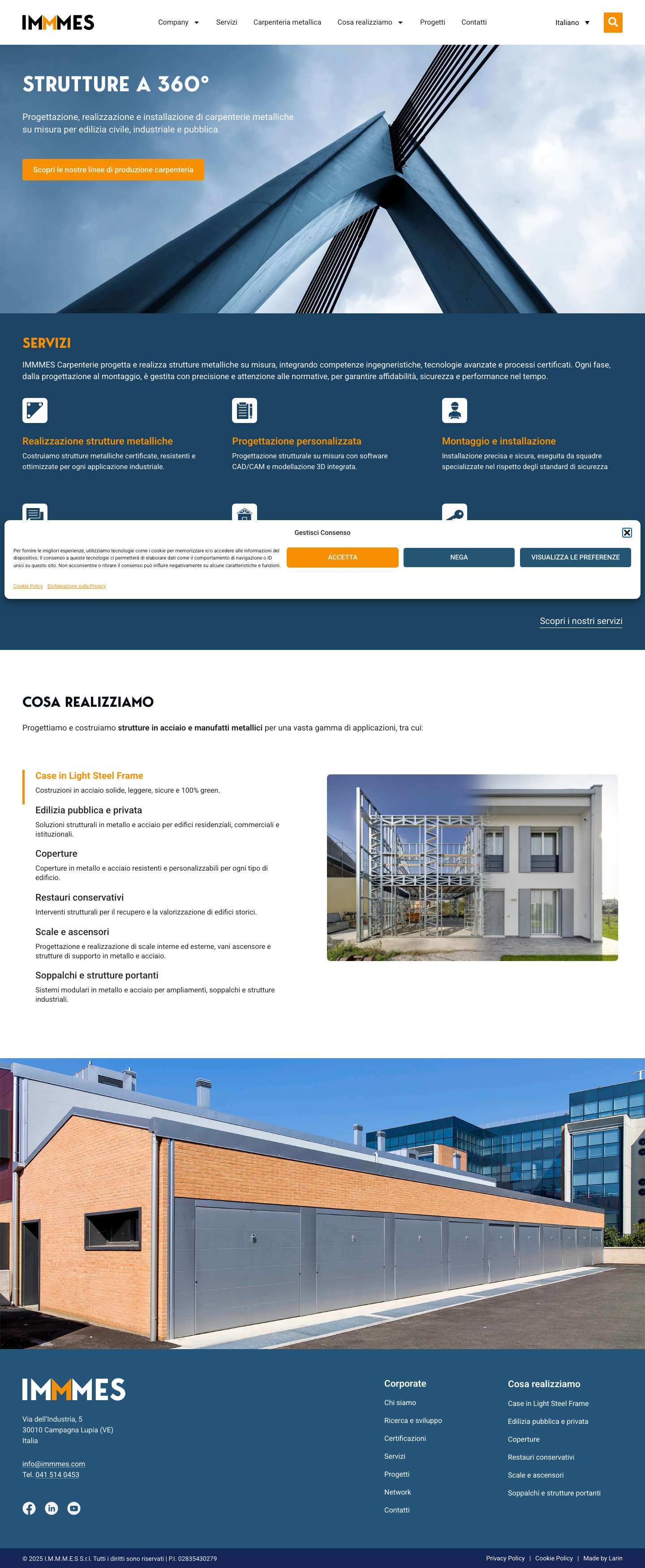 Strutture Metalliche su misura per ogni esigenza architettonica - Immmes Strutture - Full Screenshot