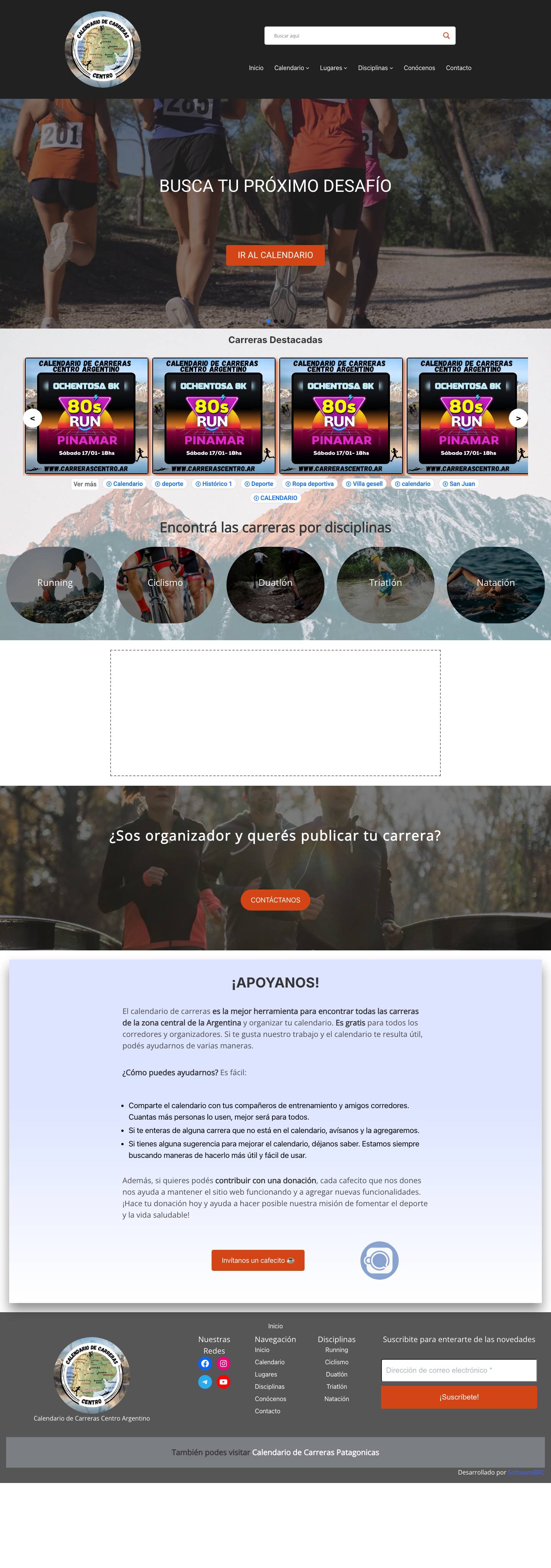 Calendario de Carreras Centro Argentino - Full Screenshot