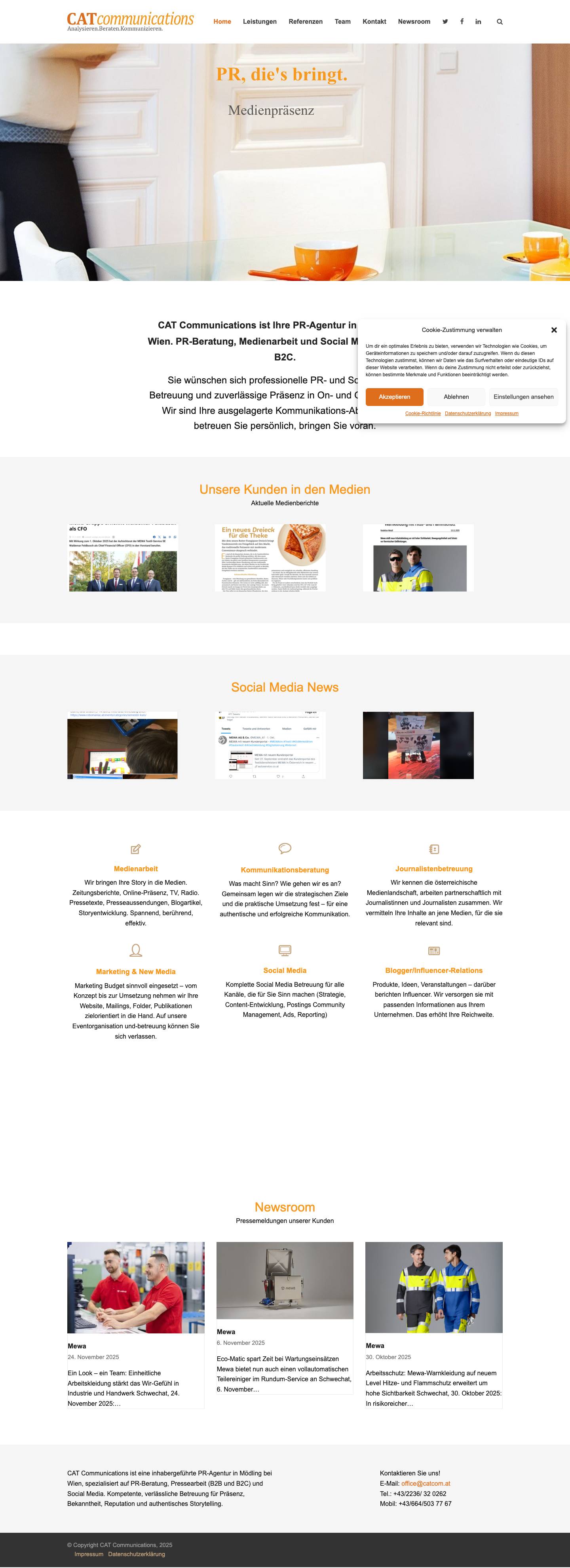CAT Communications- PR, die's bringt, PR-Agentur Mödling bei Wien - Full Screenshot