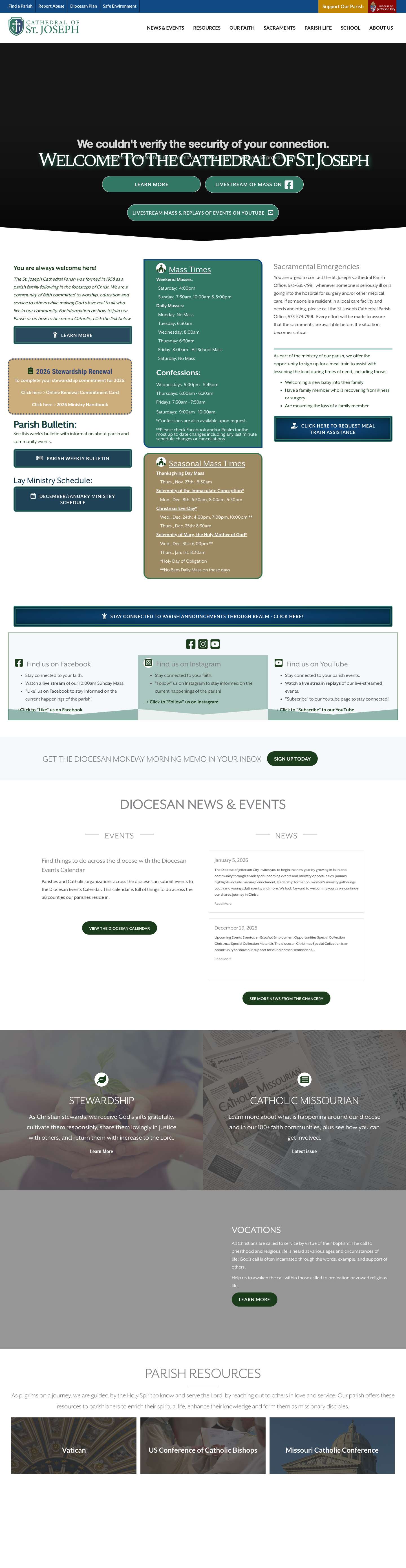 Cathedral of St. Joseph | Jefferson City, Missouri - Full Screenshot