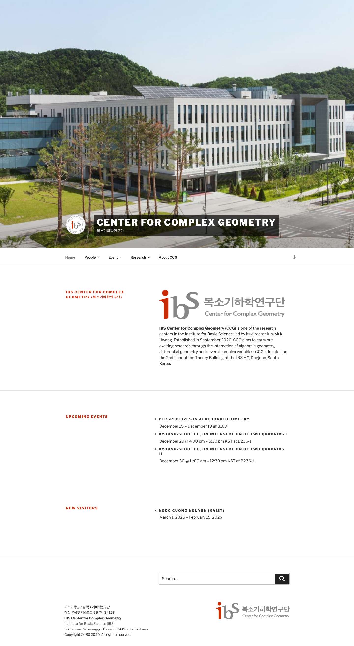 Center for Complex Geometry – 복소기하학연구단 - Full Screenshot