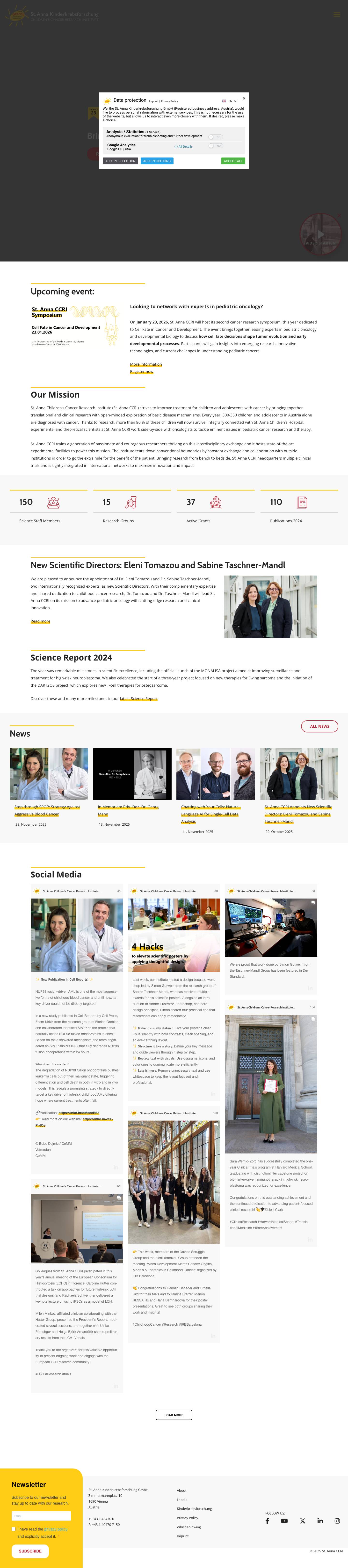 St. Anna Children’s Cancer Research Institute (CCRI) - Full Screenshot