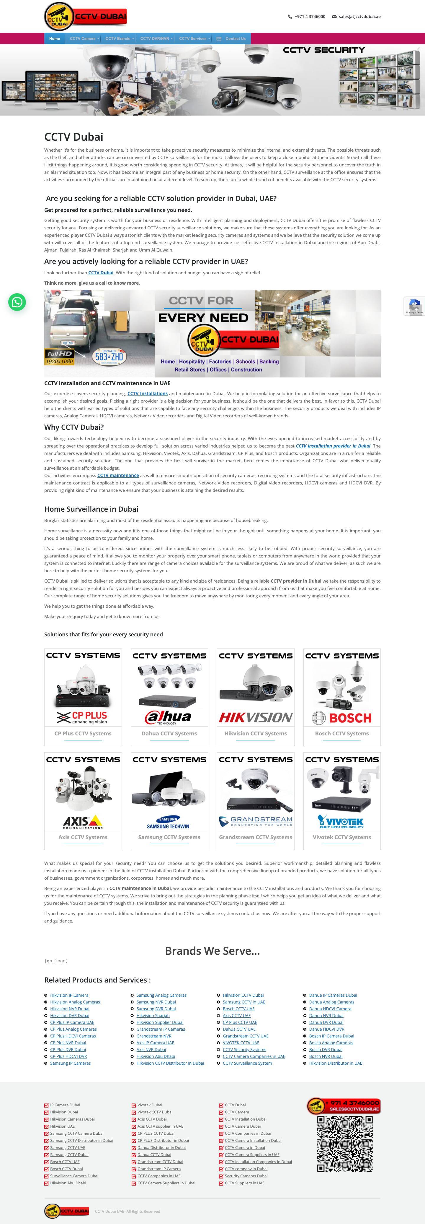 CCTV Dubai UAE | CCTV Security Camera Dubai | Hikvision , Axis , Samsung - Full Screenshot