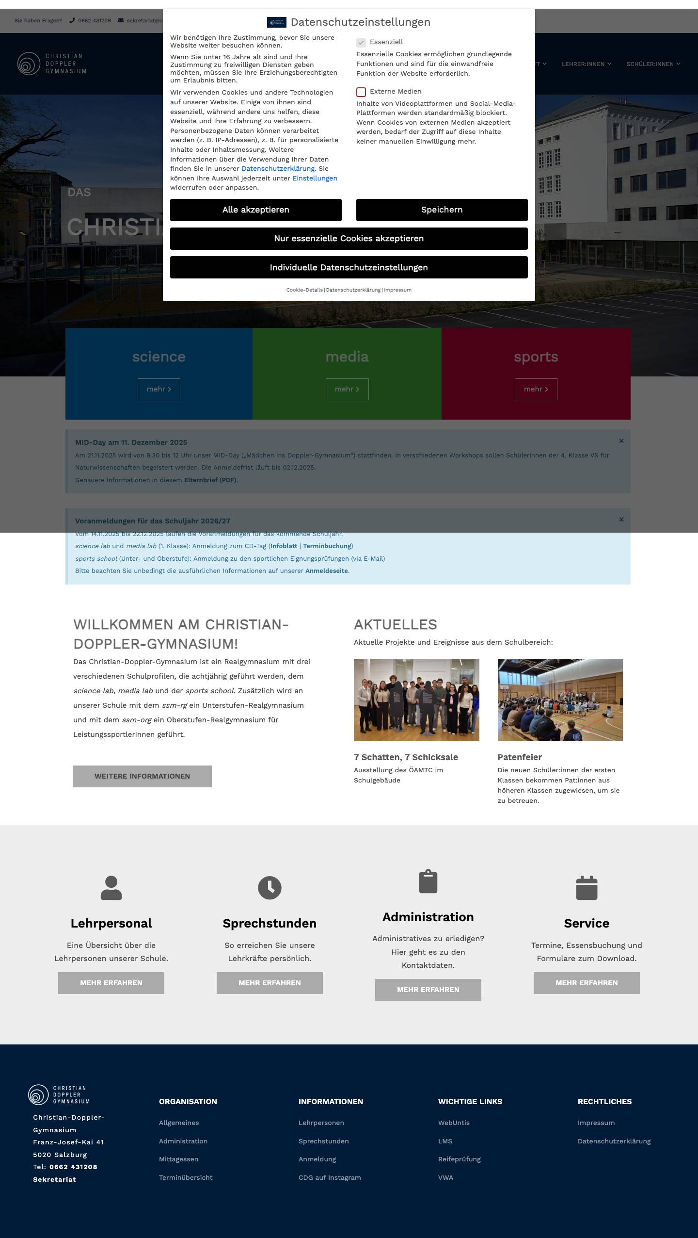 Christian Doppler Gymnasium - Full Screenshot