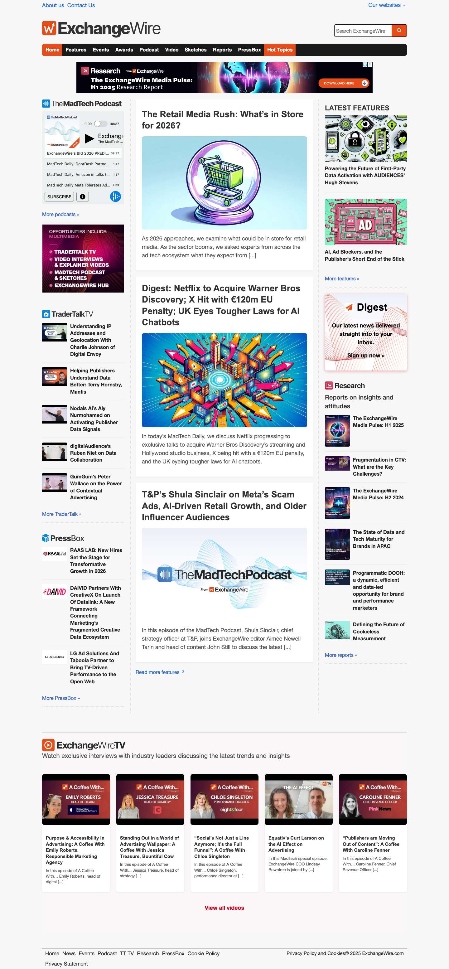 ExchangeWire: Data-Driven Advertising and Marketing Technology - Full Screenshot