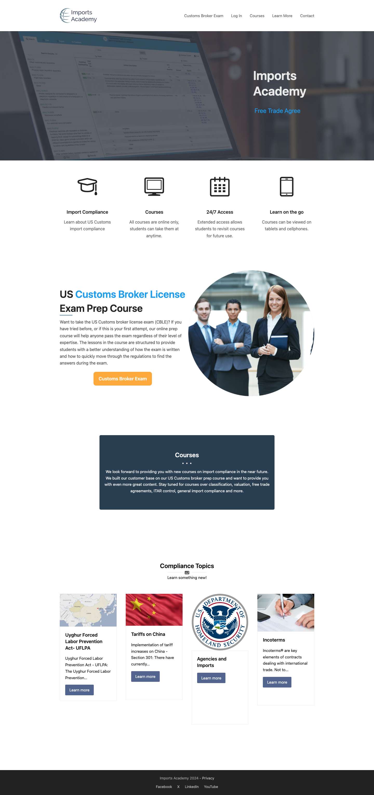 Imports Academy- US Customs import compliance courses - Full Screenshot
