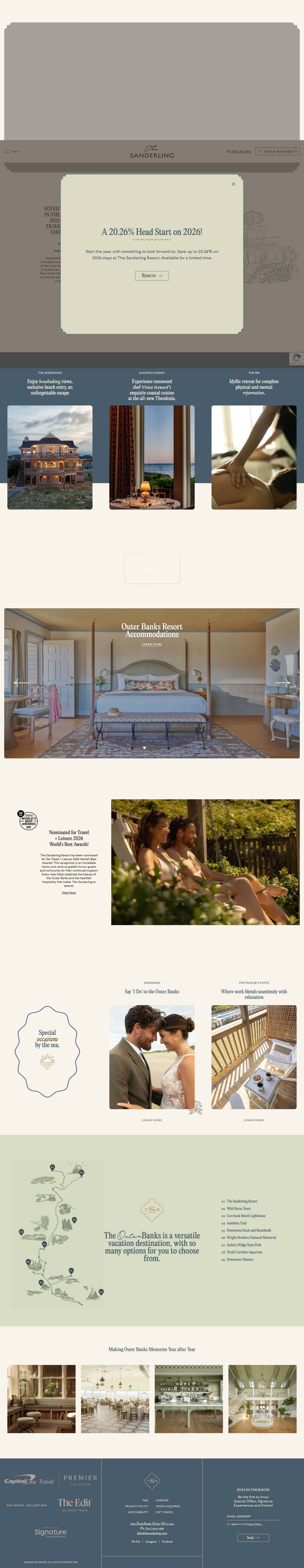 The Sanderling Resort | Oceanfront Hotel in Outer Banks, NC - Full Screenshot