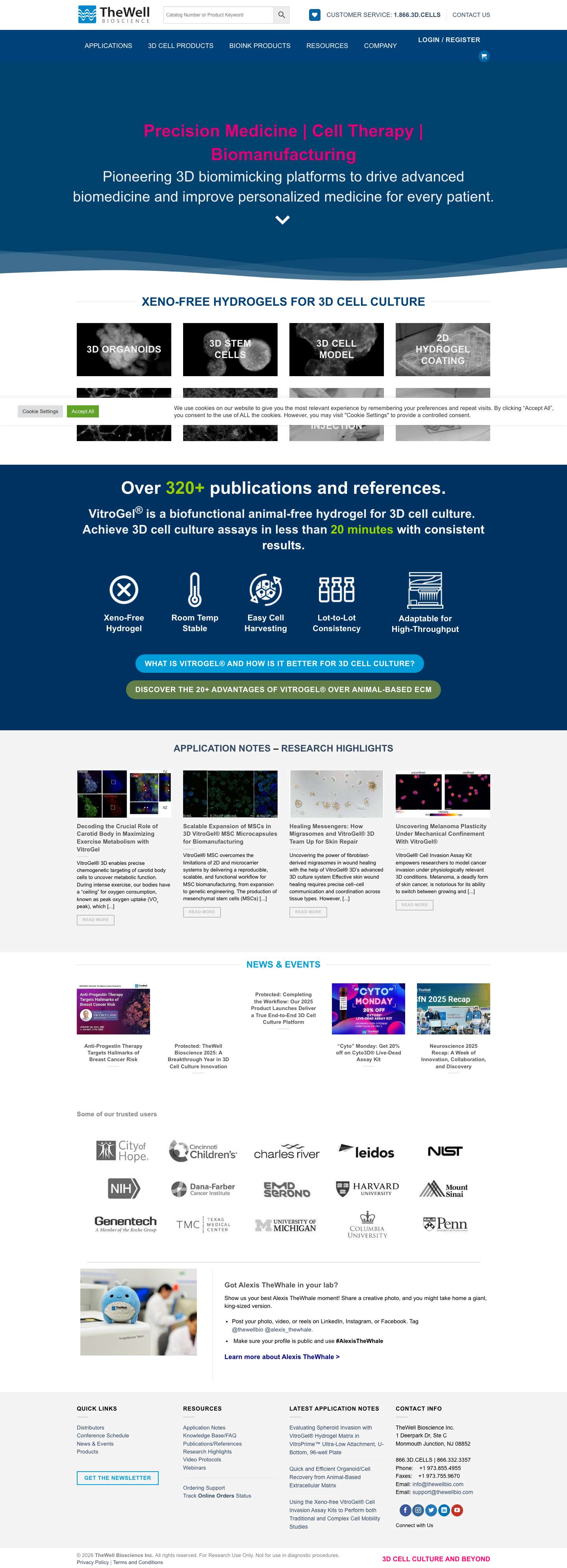 3D Cell Culture - Xeno-free Hydrogels | TheWell Bioscience - Full Screenshot