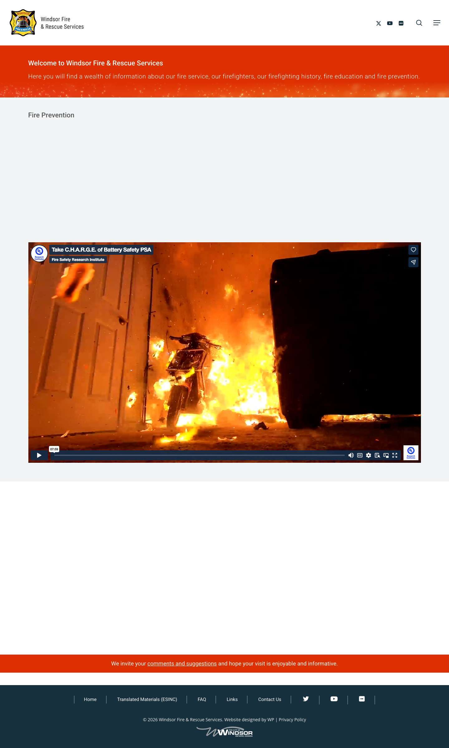 Home - Windsor Fire & Rescue Services - Full Screenshot