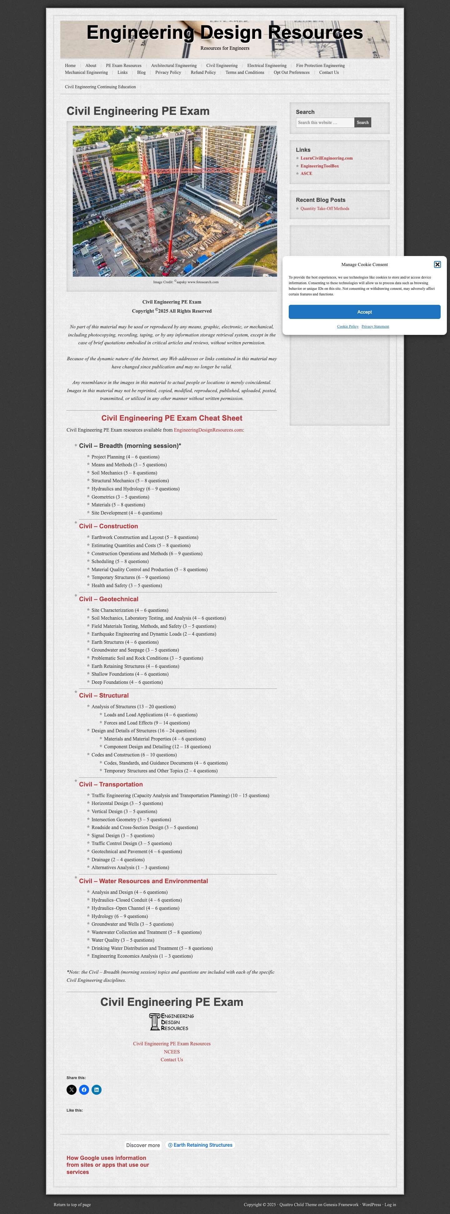 Civil Engineering PE Exam | PE Exam Resources | Civil Disciplines - Full Screenshot
