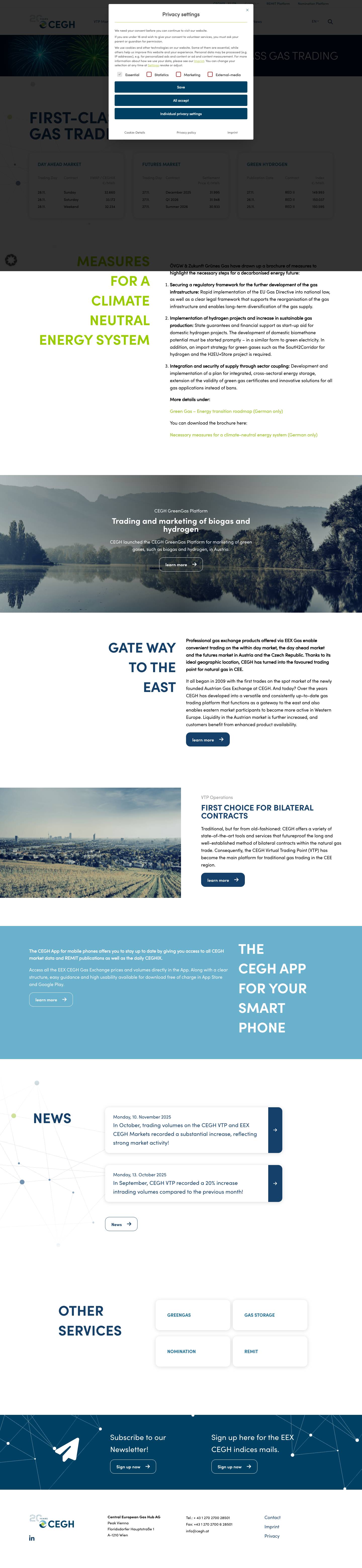 Leading hub for gas trading in Europe - CEGH - Full Screenshot