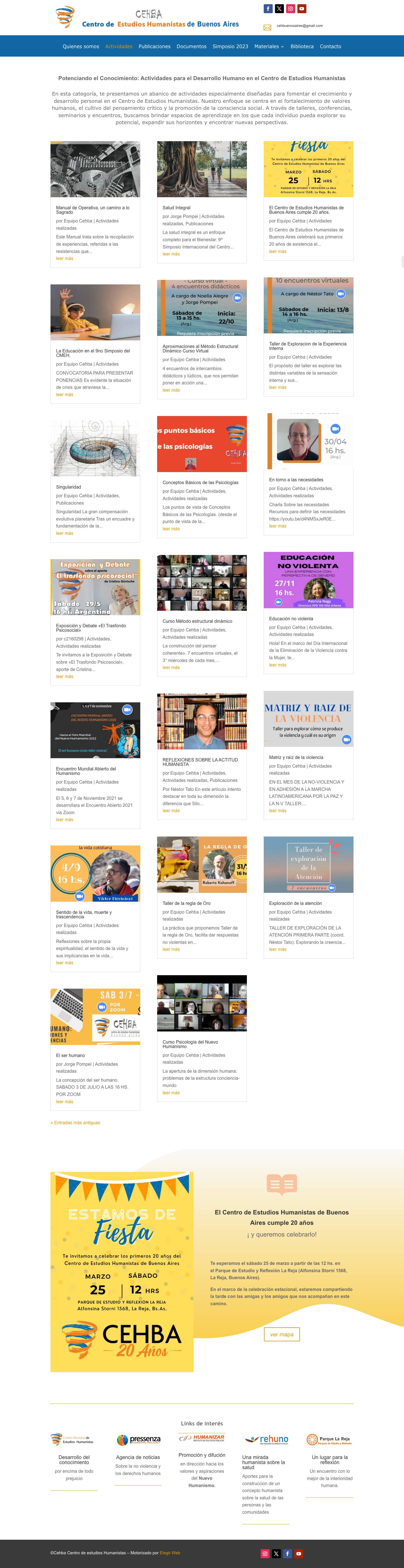 Actividades - Centro de estudios humanistas - Full Screenshot