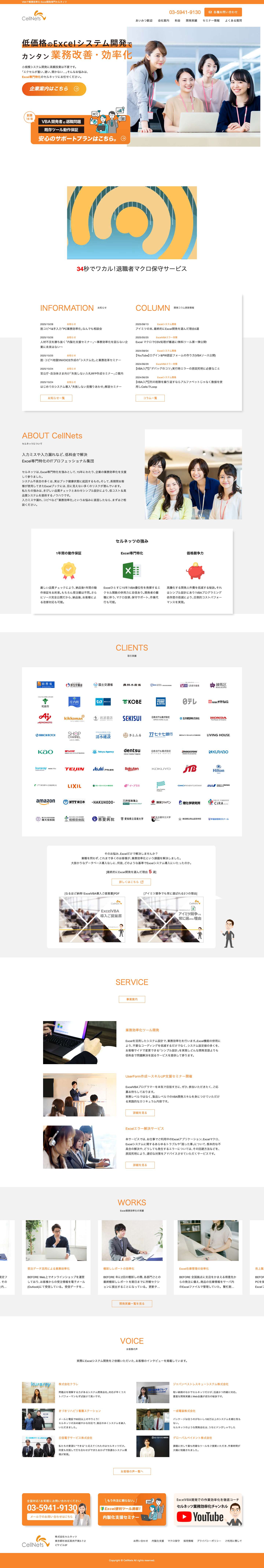 ExcelVBAシステム開発で事務作業を効率化 | 1年間の動作保証+改修カスタマイズの自由度が高いセルネッツ - Full Screenshot