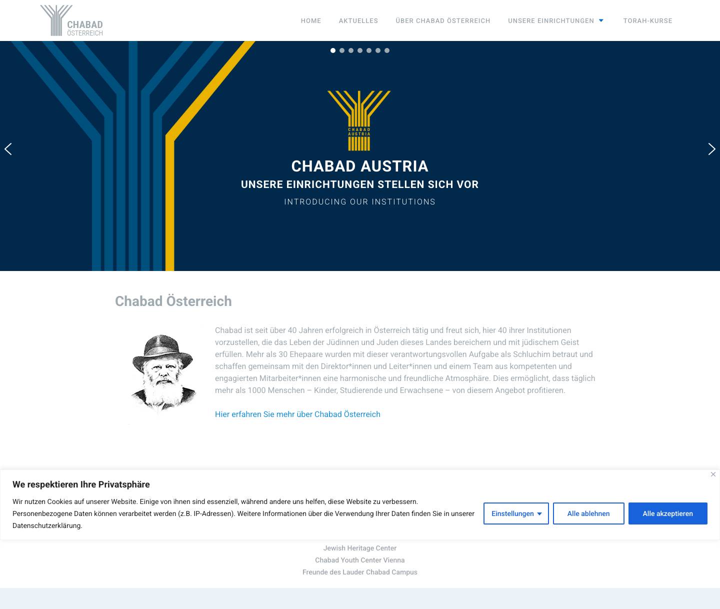 home - Chabad Österreich - Full Screenshot