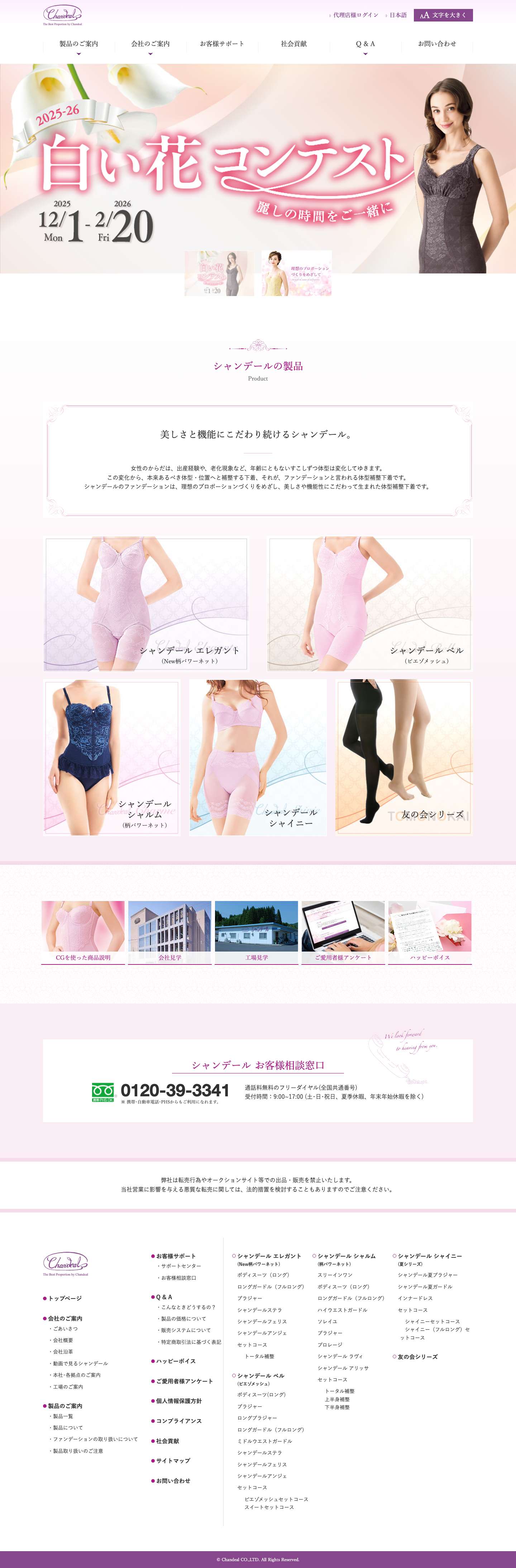 補整下着メーカー 株式会社シャンデール - Full Screenshot