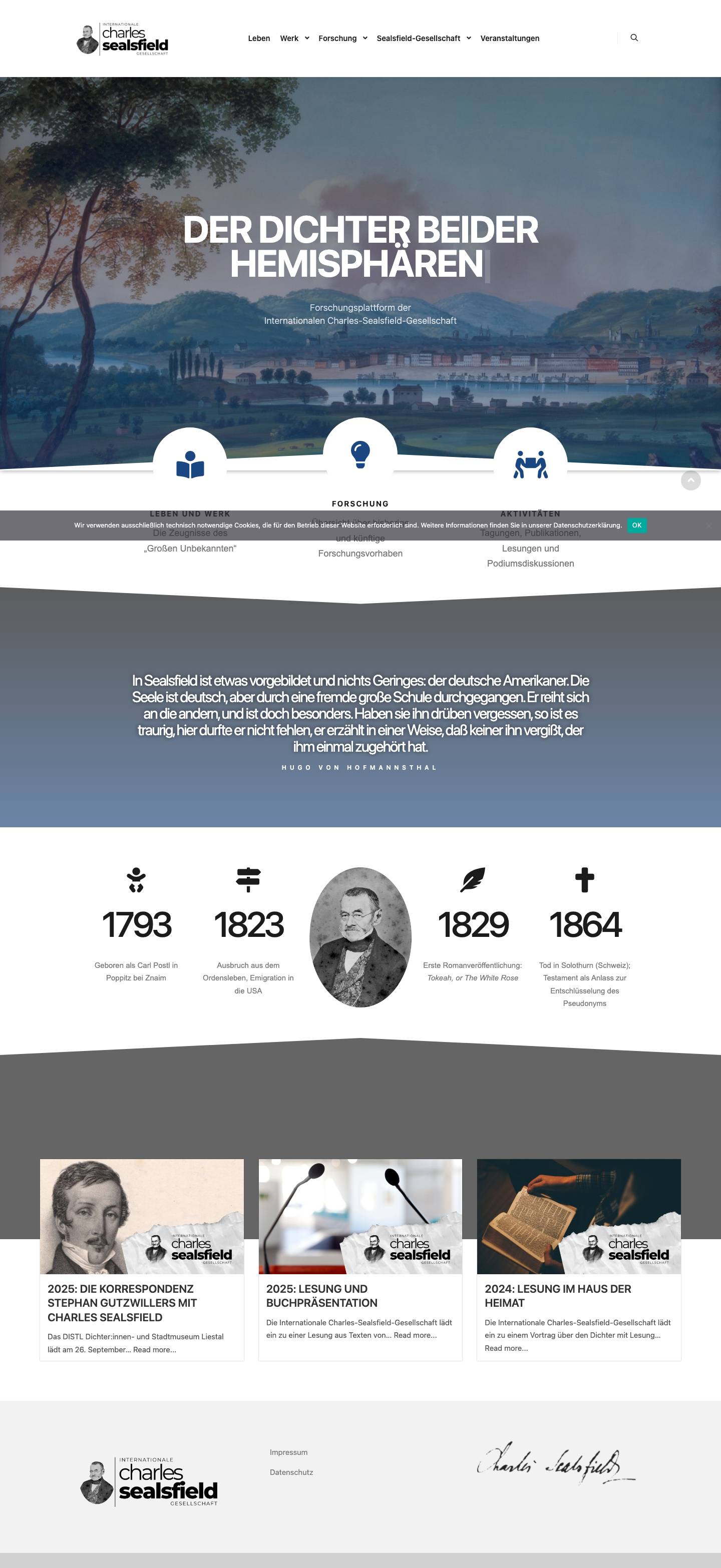 Charles Sealsfield | ICSG – Forschungsplattform der Internationalen Charles-Sealsfield-Gesellschaft - Full Screenshot