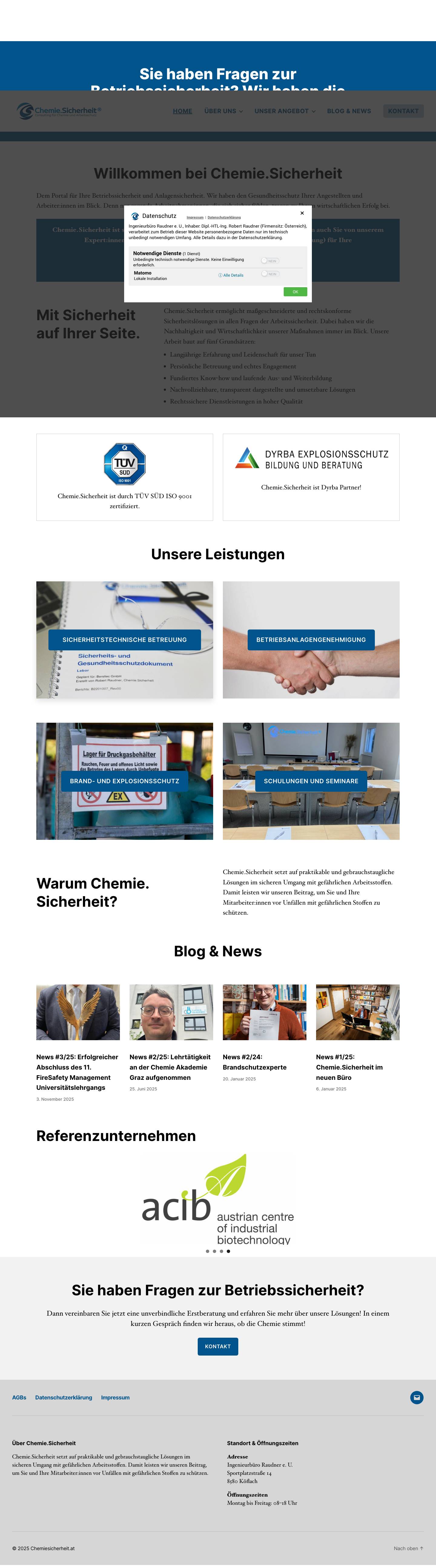 Fragen zur Betriebssicherheit? Chemie.Sicherheit hat die Antwort! - Full Screenshot