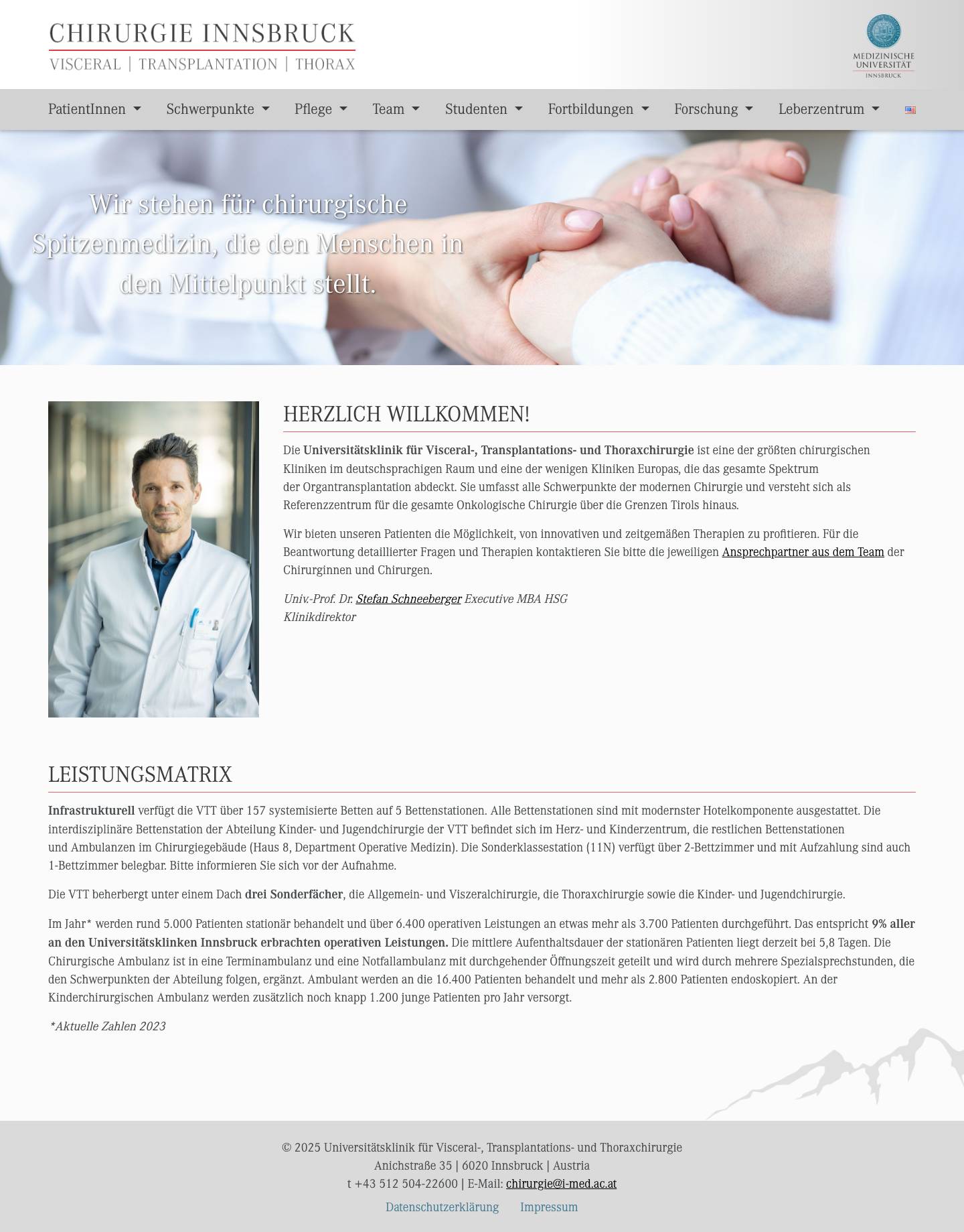 Chirurgie Innsbruck - Universitätsklinik - Full Screenshot