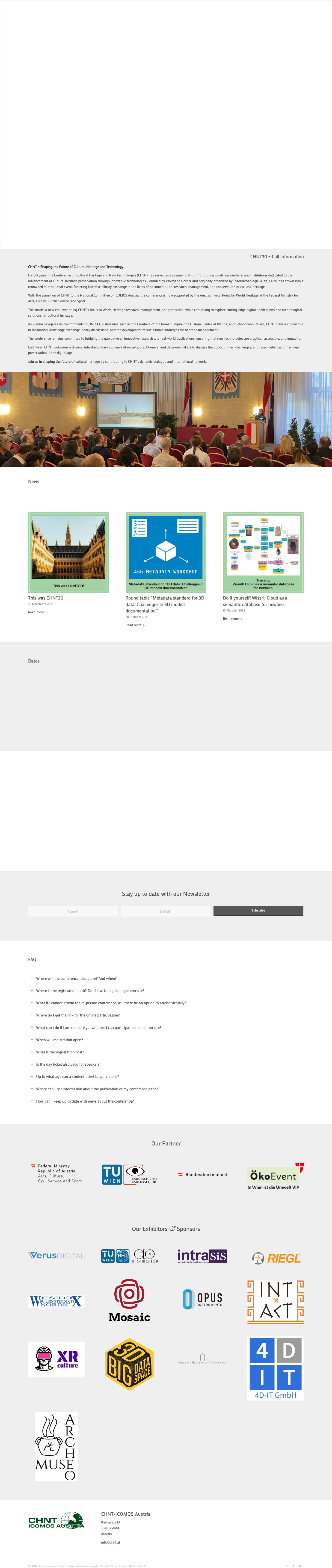 CHNT – Cultural Heritage – NextGen | Innovative approaches in Documentation, Research, Management and Education - Full Screenshot