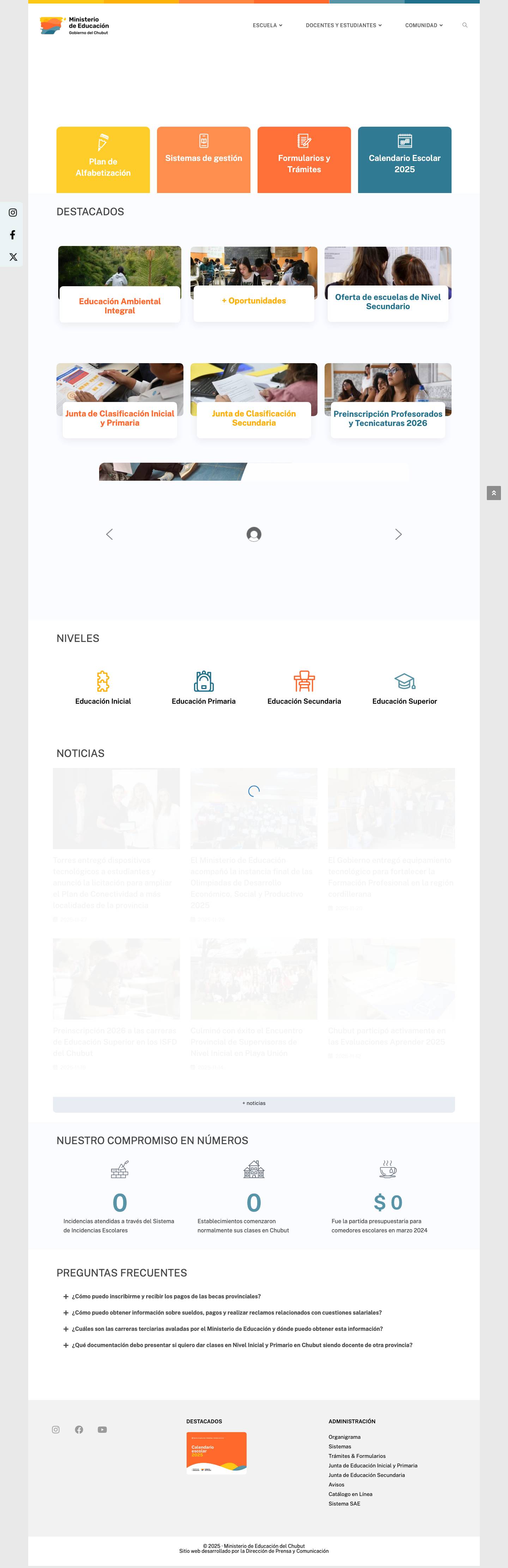 Ministerio de Educación del Chubut – Página Web oficial del Ministerio de Educación de la Provincia del Chubut - Full Screenshot