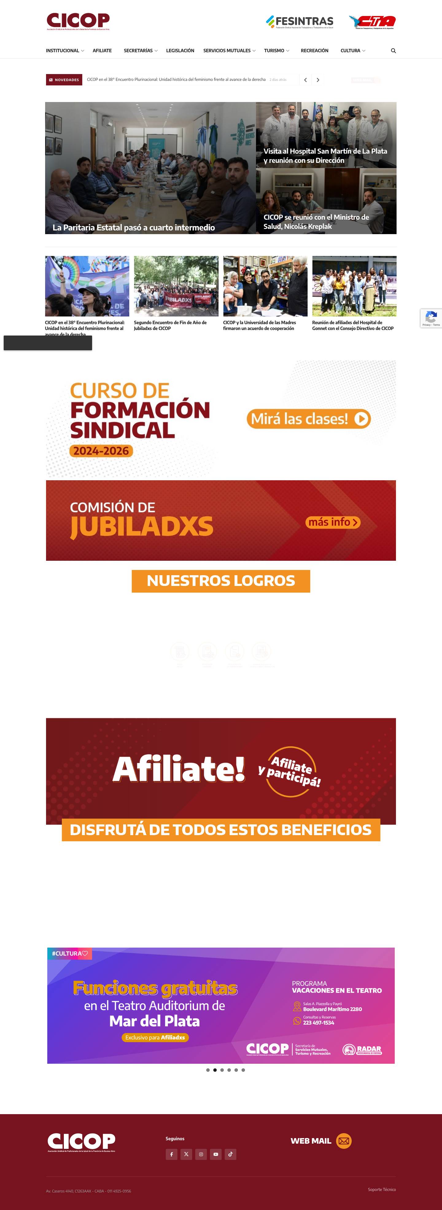 CICOP – Asociación Sindical de Profesionales de la Salud de la Provincia de Buenos Aires - Full Screenshot