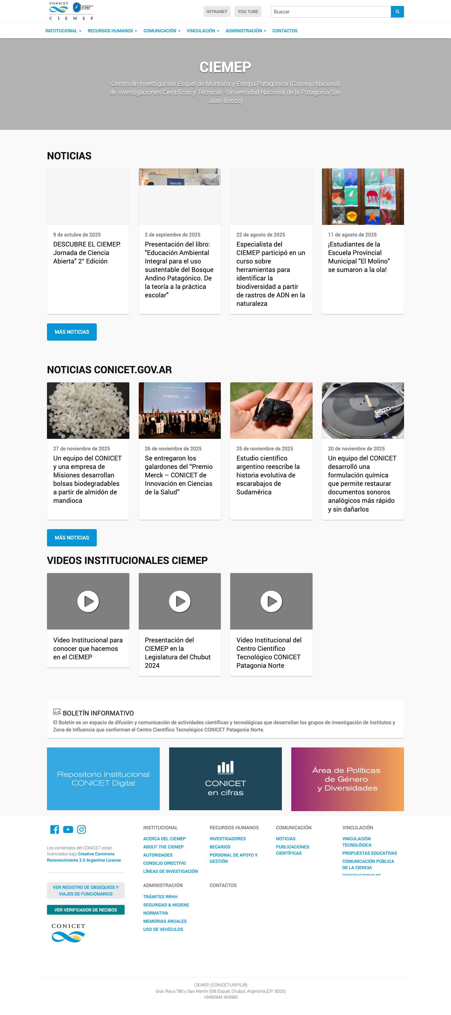 CIEMEP | Centro de Investigación Esquel de Montaña y Estepa Pat - Full Screenshot