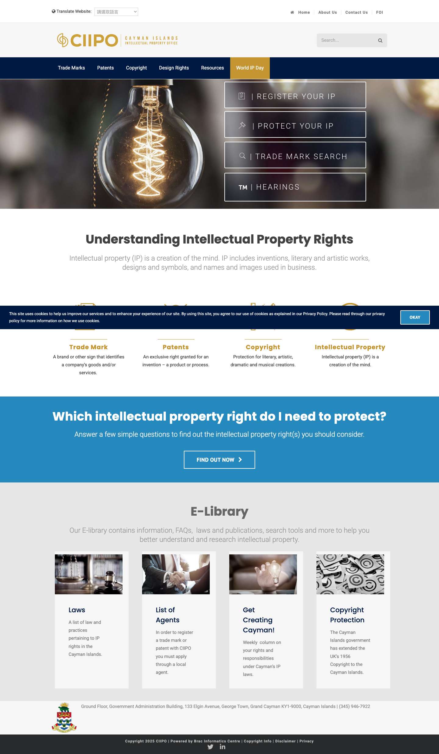 CIIPO | An official website of the Cayman Islands Government – Cayman Islands Intellectual Property Office - Full Screenshot