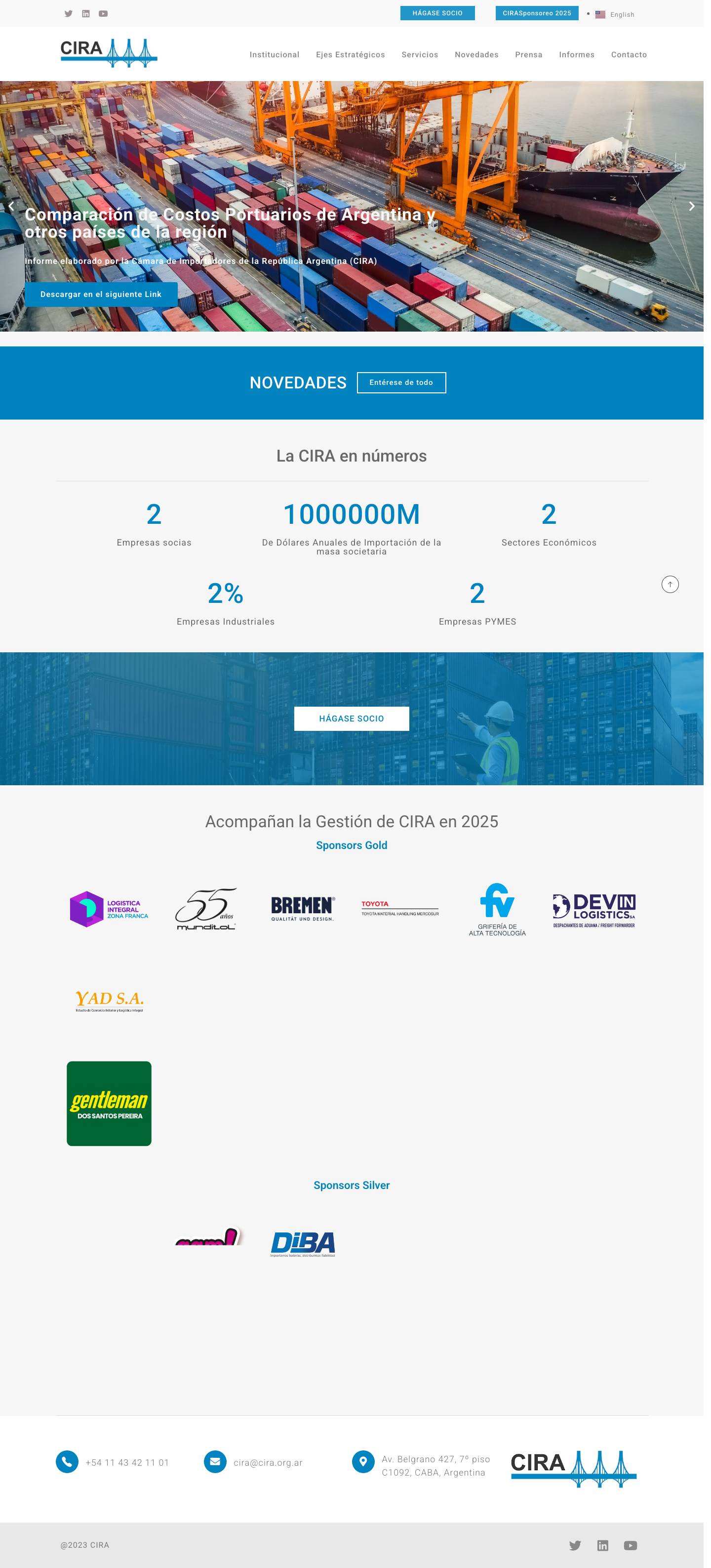 Cámara de Importadores de la República Argentina – La Cámara de Importadores de la República Argentina (CIRA) es una organización no gubernamental, privada y sin fines de lucro, con una trayectoria de 114 años al servicio del sector importador. - Full Screenshot