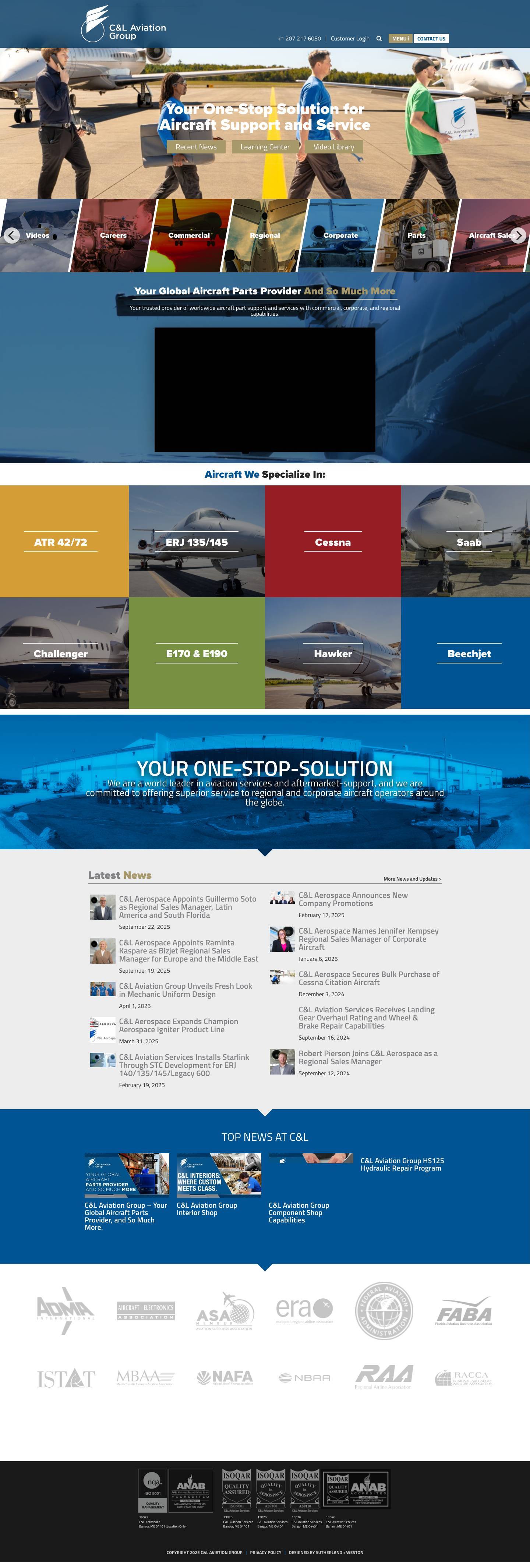 C&L Aviation Group: Regional & Corporate Aircraft Parts, MRO, Sales - Full Screenshot