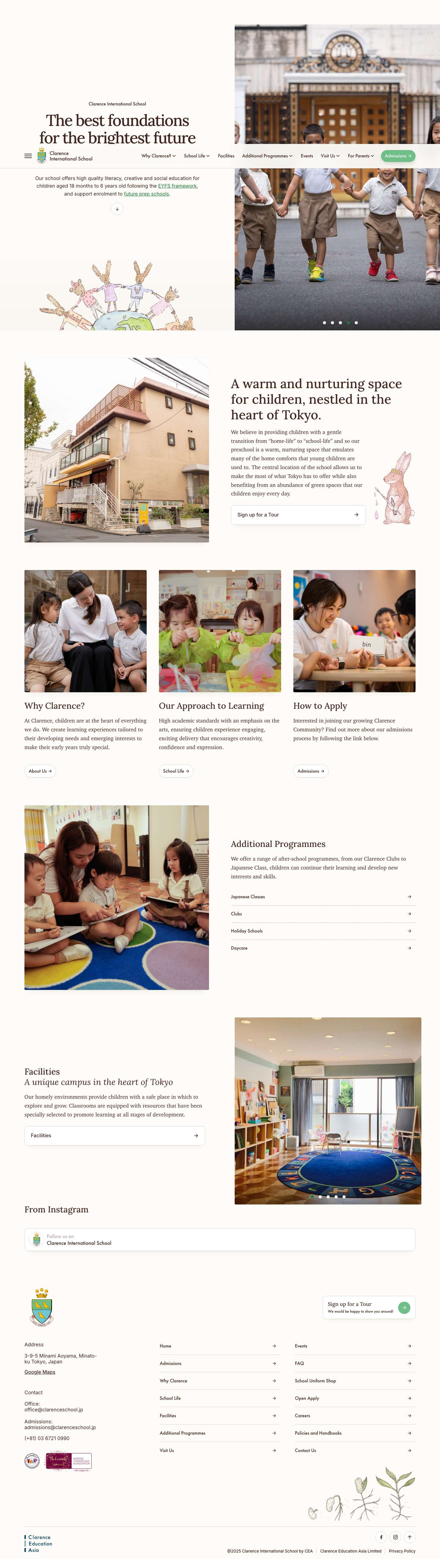 Clarence International School - British Pre-Prep School in Tokyo - Full Screenshot