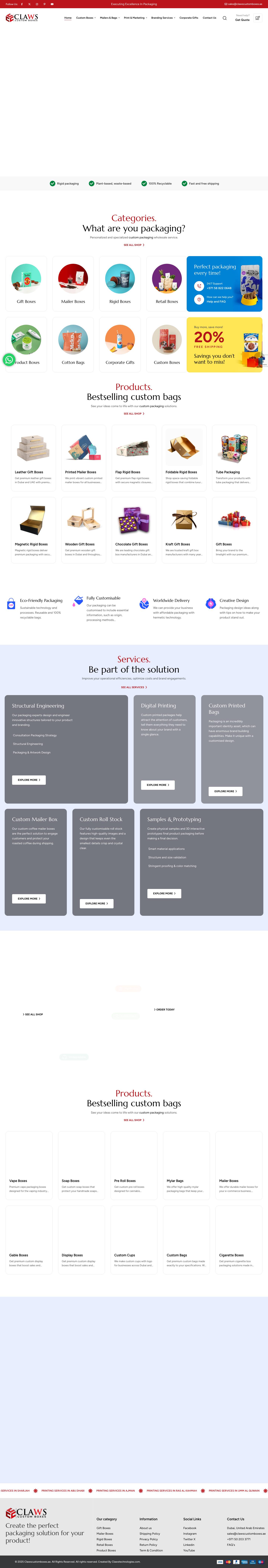 Online Printing and Custom Packaging Boxes Service in Dubai - Full Screenshot