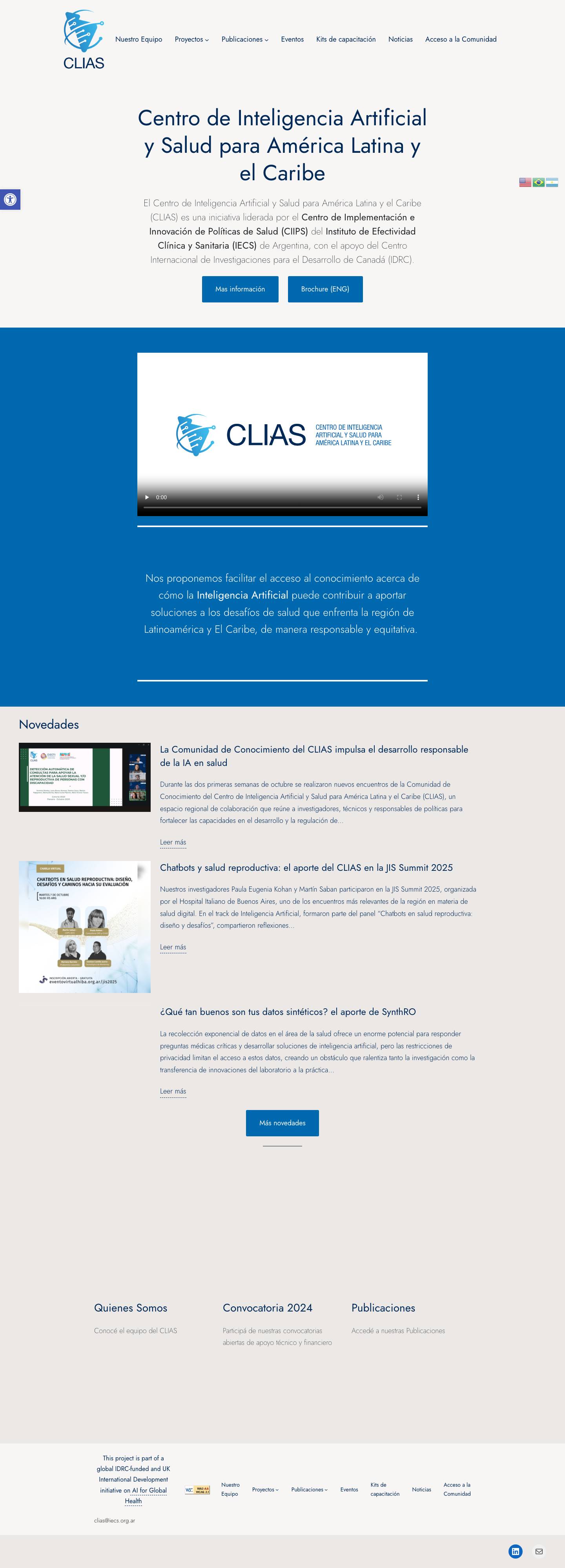CLIAS - Centro de Inteligencia Artificial y Salud para América Latina y el CaribeCLIAS - Centro de Inteligencia Artificial y Salud para América Latina y el CaribeAccesibilidadAumentar textoDisminuir textoEscala de grisesAlto contrasteContraste negativoFondo claroSubrayar enlacesFuente legibleRestablecer - Full Screenshot