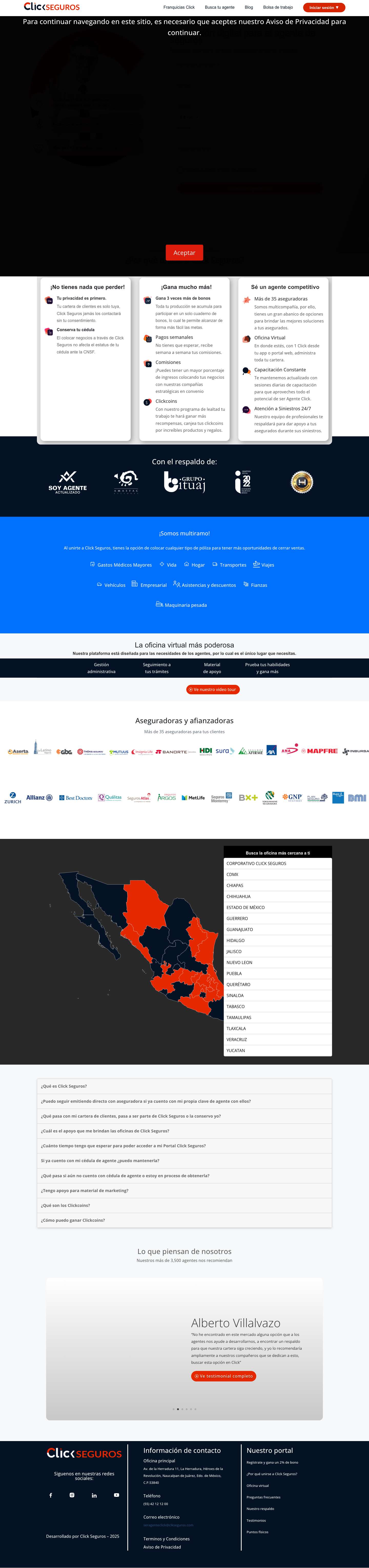 Clickseguros - seguros y fianzas tecnología para el agente de seguros - Full Screenshot