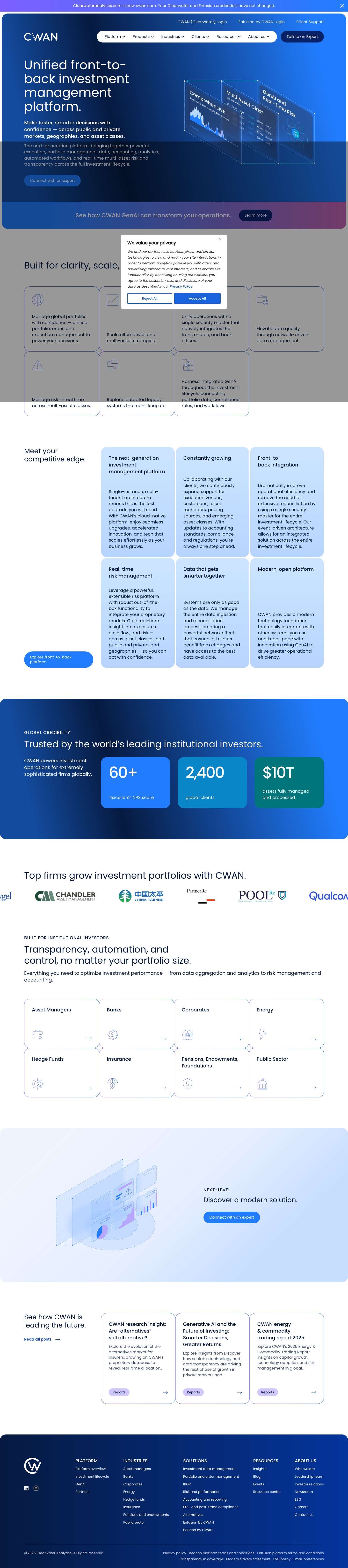 Unified Front-to-Back Investment Management Platform | CWAN - Full Screenshot