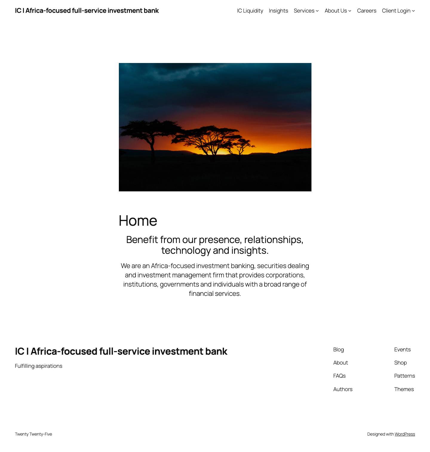 Home – IC | Africa-focused full-service investment bank - Full Screenshot
