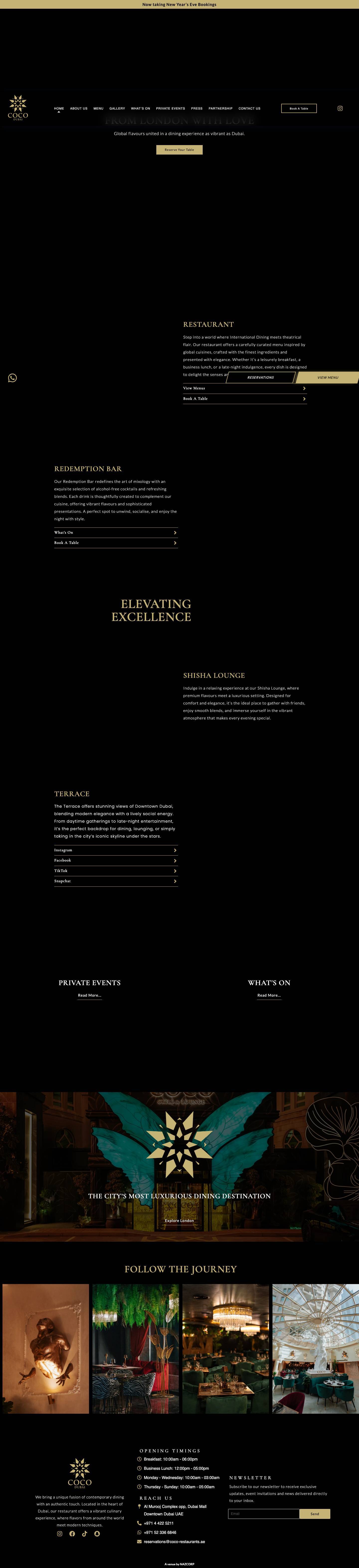 COCO Restaurant Dubai | Lavish Dining & Lounging - Full Screenshot