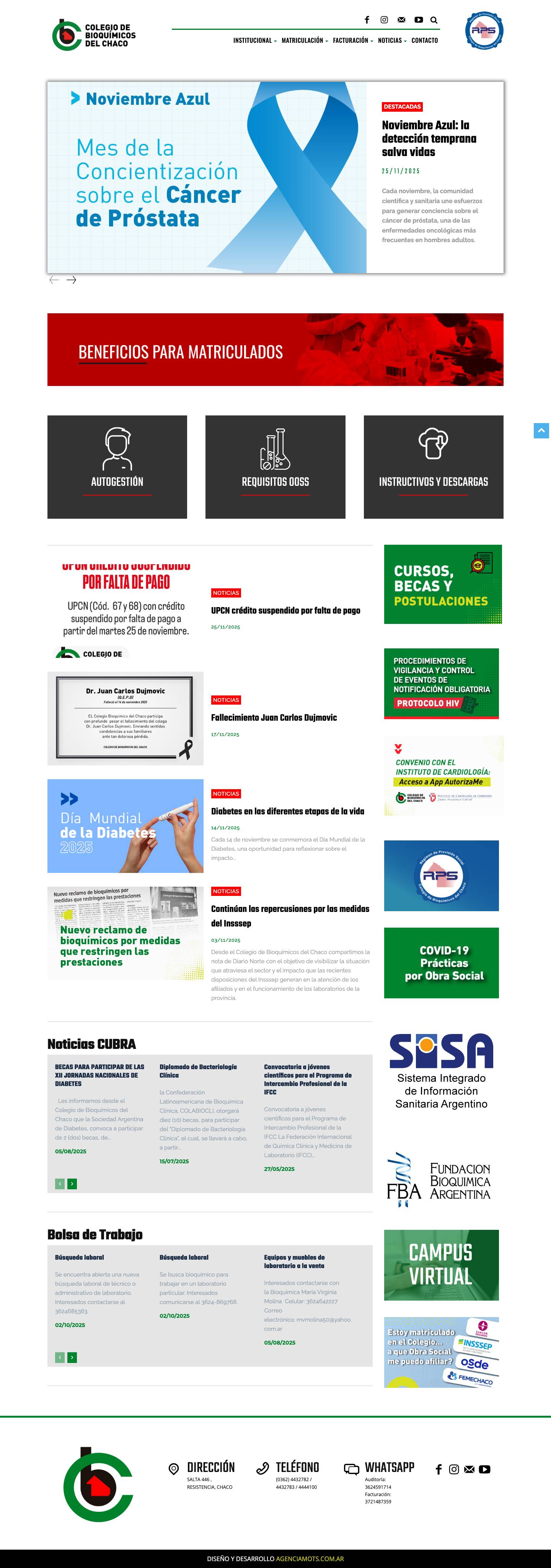 Colegio de Bioquímicos del Chaco | Colegio de Bioquímicos del Chaco - Full Screenshot