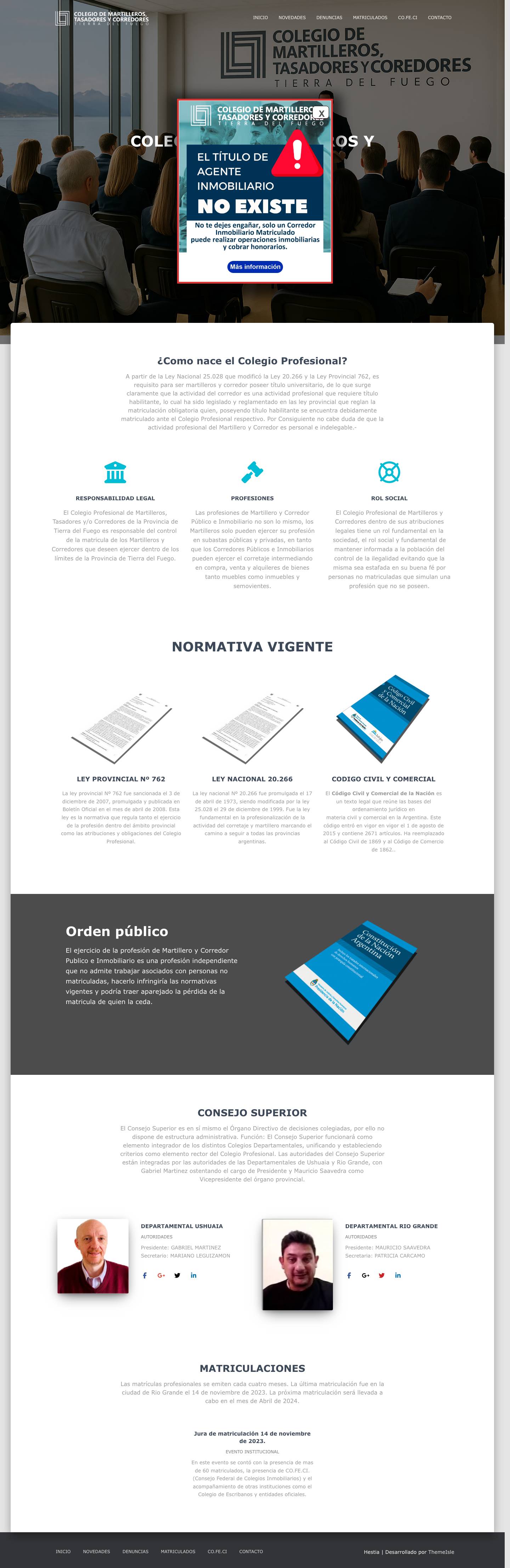 Colegio de Martilleros y Corredores de Tierra del Fuego – CPMTC TDF - Full Screenshot