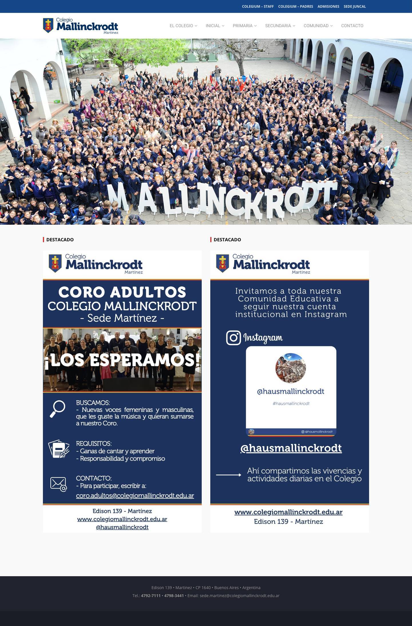 Colegio Mallinckrodt – Casa y escuela de comunión - Full Screenshot